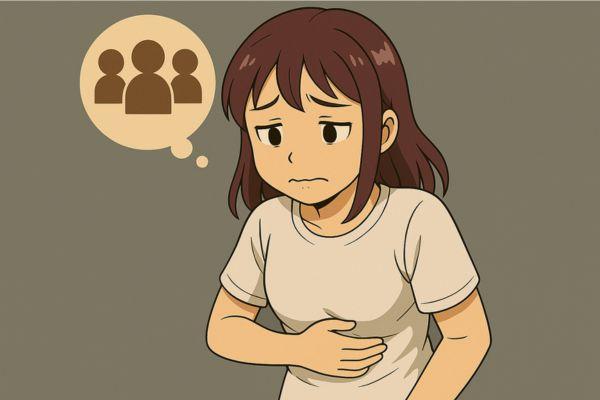 お腹がへり腹がなっているシーン