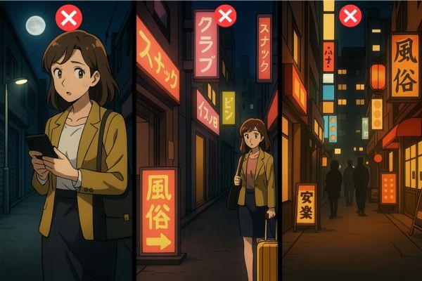 女性が一人で行っては危険なエリア
