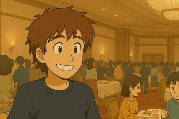 一人でバイキング会場入れて嬉しいシーン