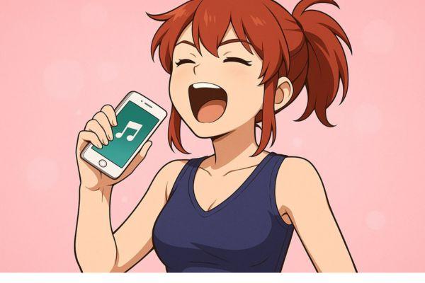ポケカラで一人で歌っているシーン